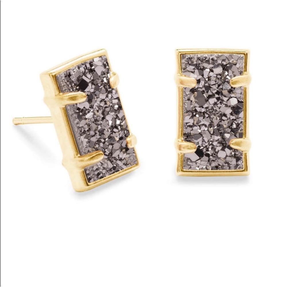 Kendra Scott Paola Slate Drusy Gold Stud Earrings